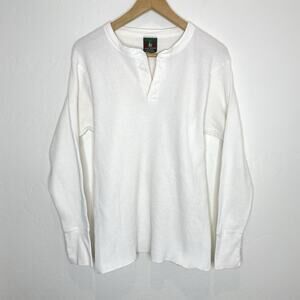 Vintage High Sierra Thermal Henley Shirt Waffle Knit Mens Large White
